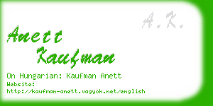 anett kaufman business card